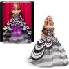imageBarbie Signature Doll 65th Anniversary Collectible with Blonde Hair Black amp White Gown Sapphire Gem Earrings amp SunglassesMulticolor