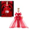 imageBarbie Signature Doll Mattel 80th Anniversary Collectible in Glittery Red Tulle Gown with Drop Earrings and Sheer Gloves Blonde Hair