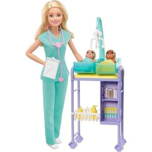 Barbie Careers Playset, Baby Doctor Set with Blonde Fashion Doll, 2 Baby Dolls, Furniture & Accessories(Blonde Baby Doctor)