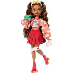 Barbie Dream Besties Doll and Accessories, Teresa Posable Roller Skating Fashion Doll with Brown Hair, 9Video Game Themed Pieces(Teresa)