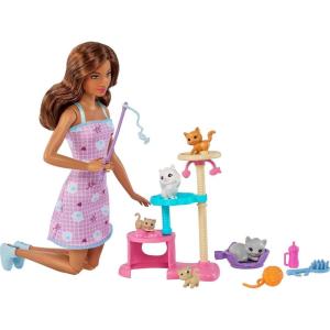 Barbie Kitty Condo Doll & Pets, Cat Tree Toy Playset with 5 Kitten Figures & Accessories