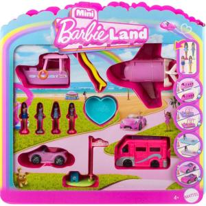 Barbie Mini BarbieLand Multi-Pack Doll & Toy Vehicle Set with 4 Dolls 1.5-inches Tall & 4 Iconic Vehicles with Color-Change Surprise(Dolls + Golf + 4 Vehicles)