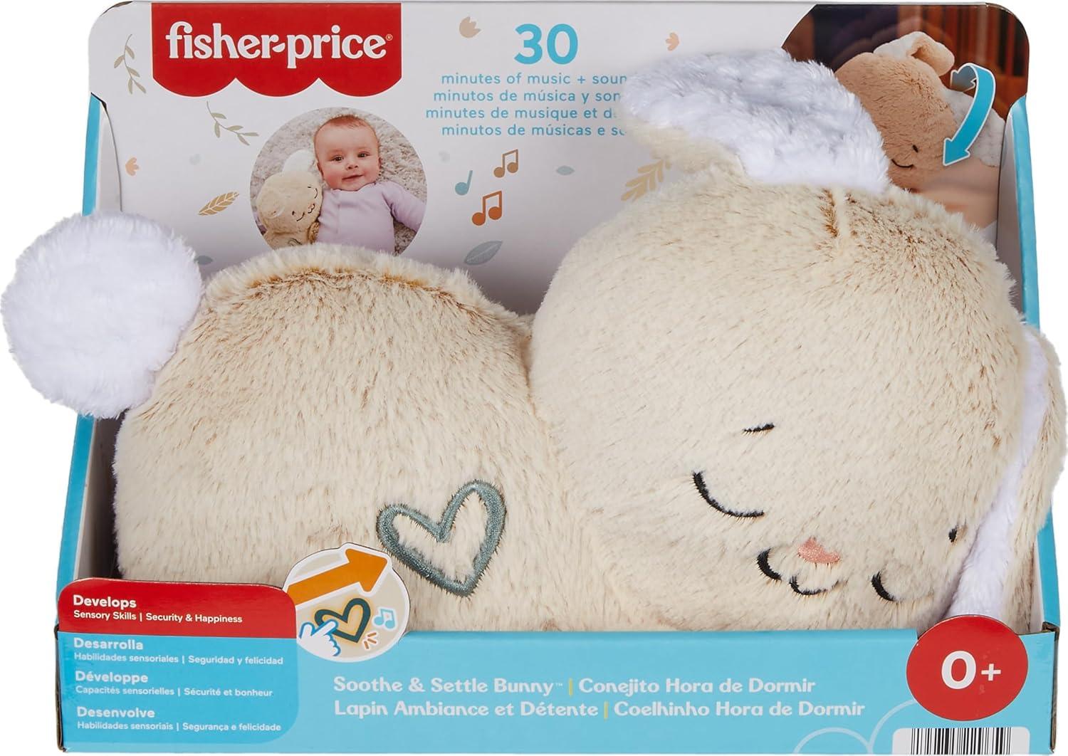 imageFisherPrice Baby Sound Machine Soothe amp Settle Bunny Portable Plush Toy with Music Lights amp Motion for NewbornsBunny