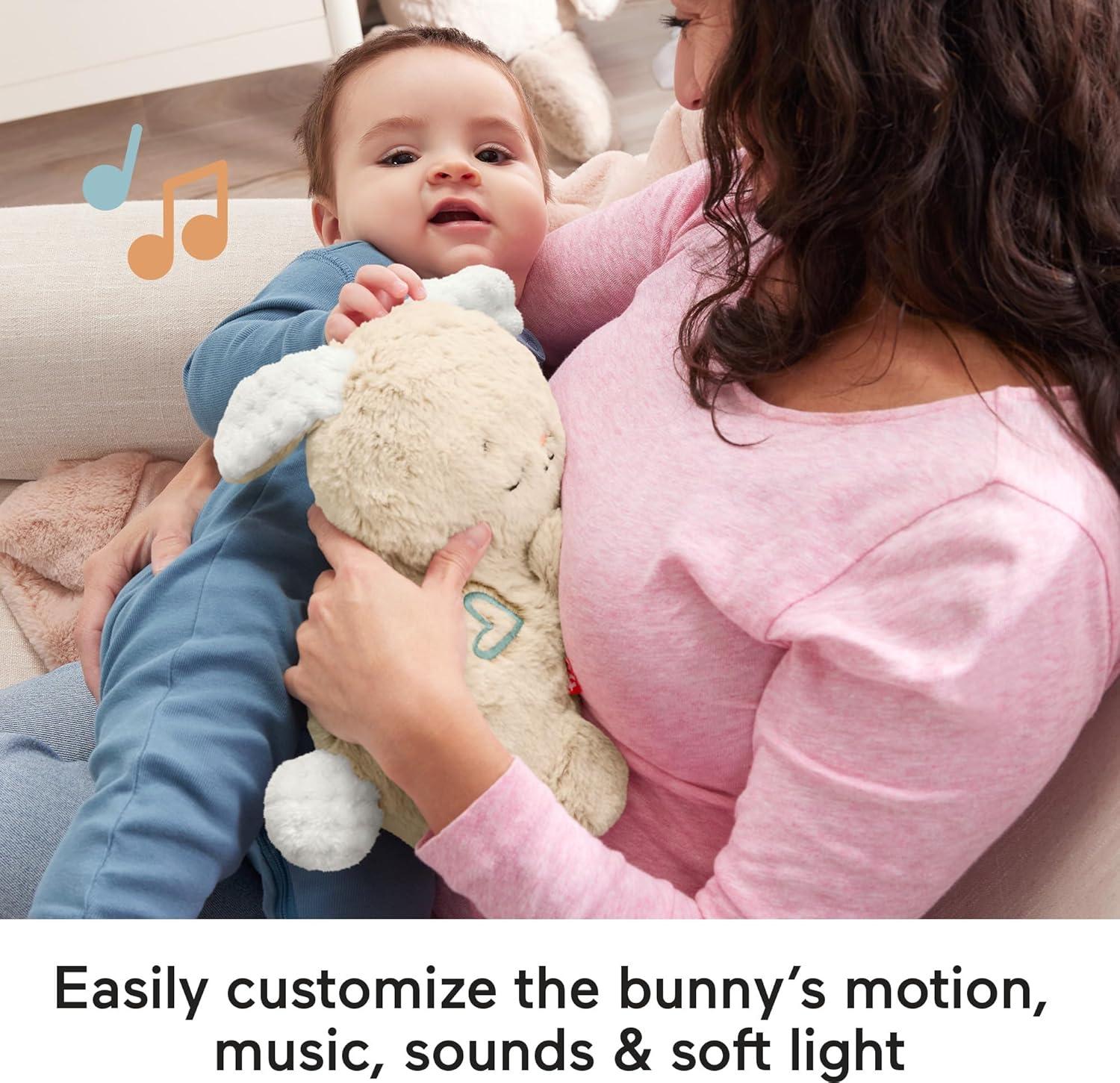 imageFisherPrice Baby Sound Machine Soothe amp Settle Bunny Portable Plush Toy with Music Lights amp Motion for NewbornsBunny