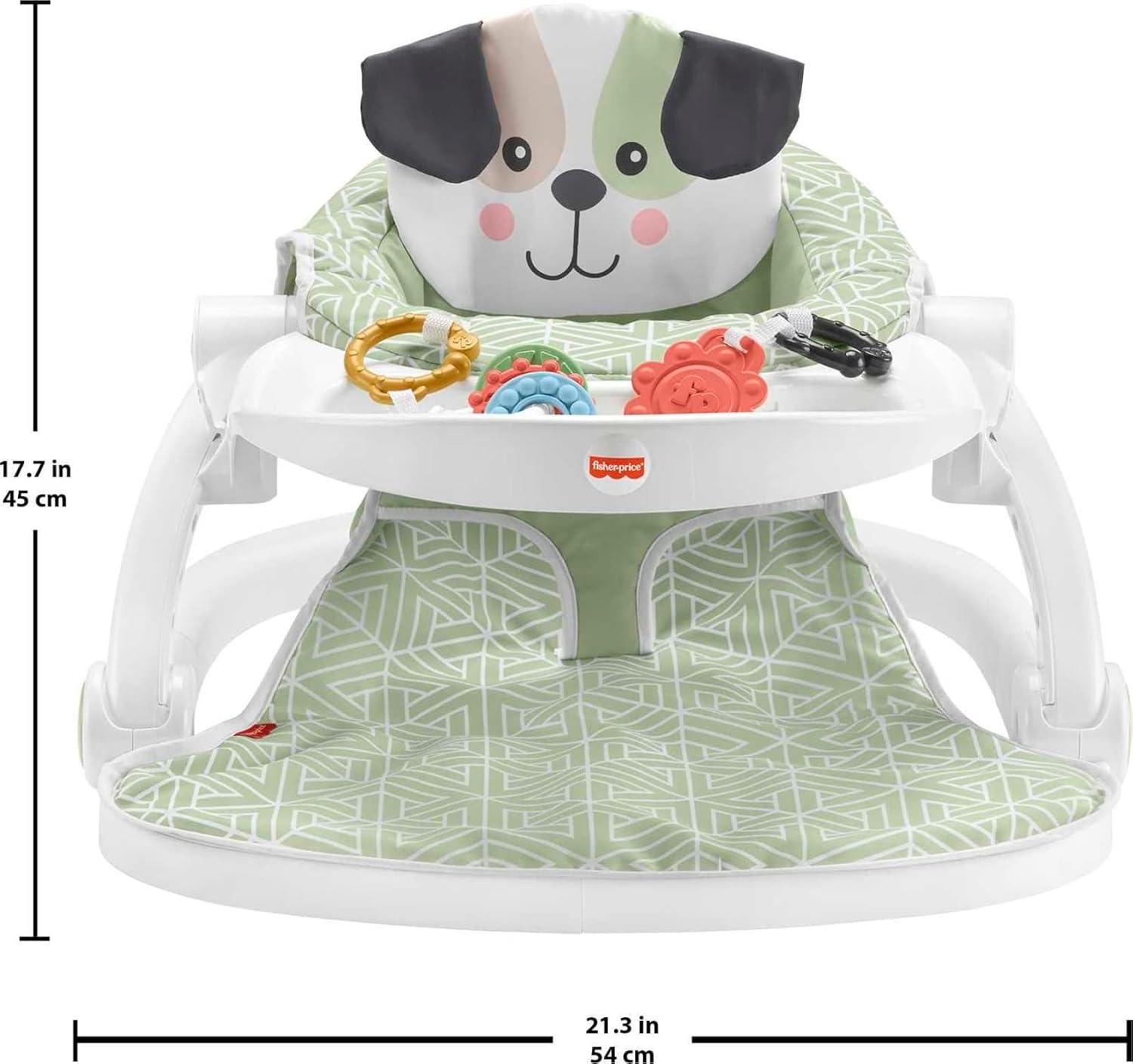 imageFisherPrice Portable Baby Chair SitMeUp Floor Seat with Snack Tray and Developmental Toys Puppy Perfection