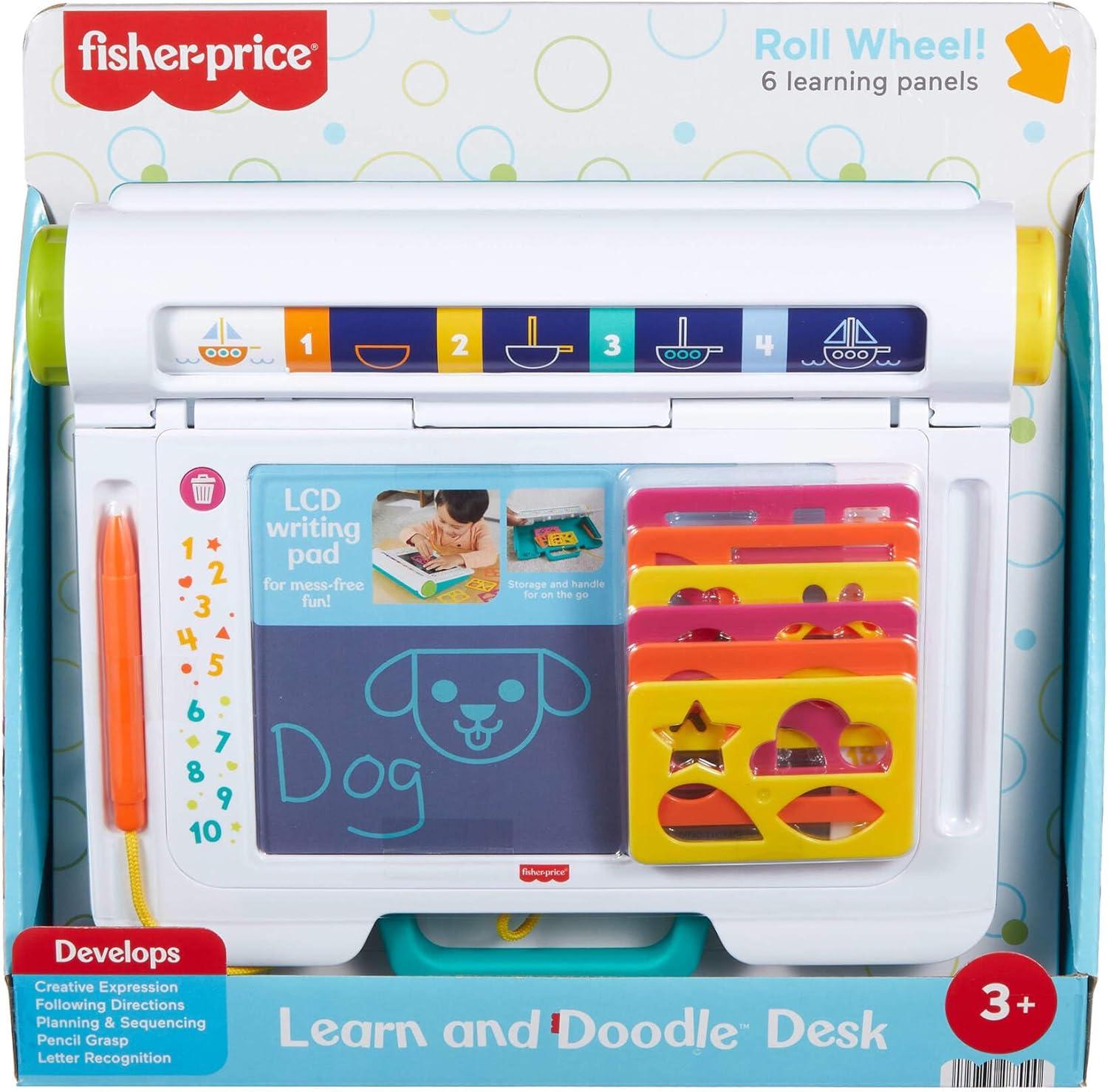 imageFisherPrice Preschool Toy Learn amp Doodle Desk MessFree Writing amp Drawing Tablet with LCD Screen for Travel Creative Play Kids Ages 3 Years