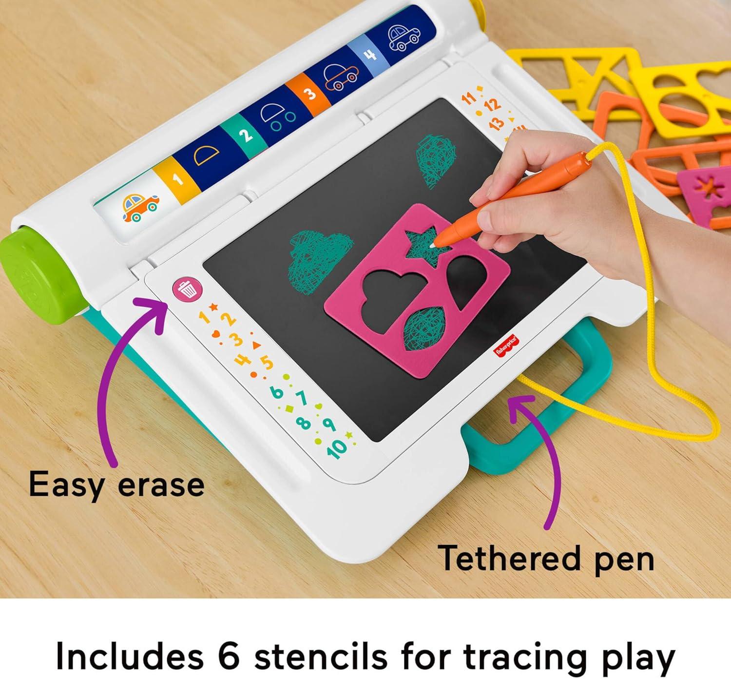 imageFisherPrice Preschool Toy Learn amp Doodle Desk MessFree Writing amp Drawing Tablet with LCD Screen for Travel Creative Play Kids Ages 3 Years