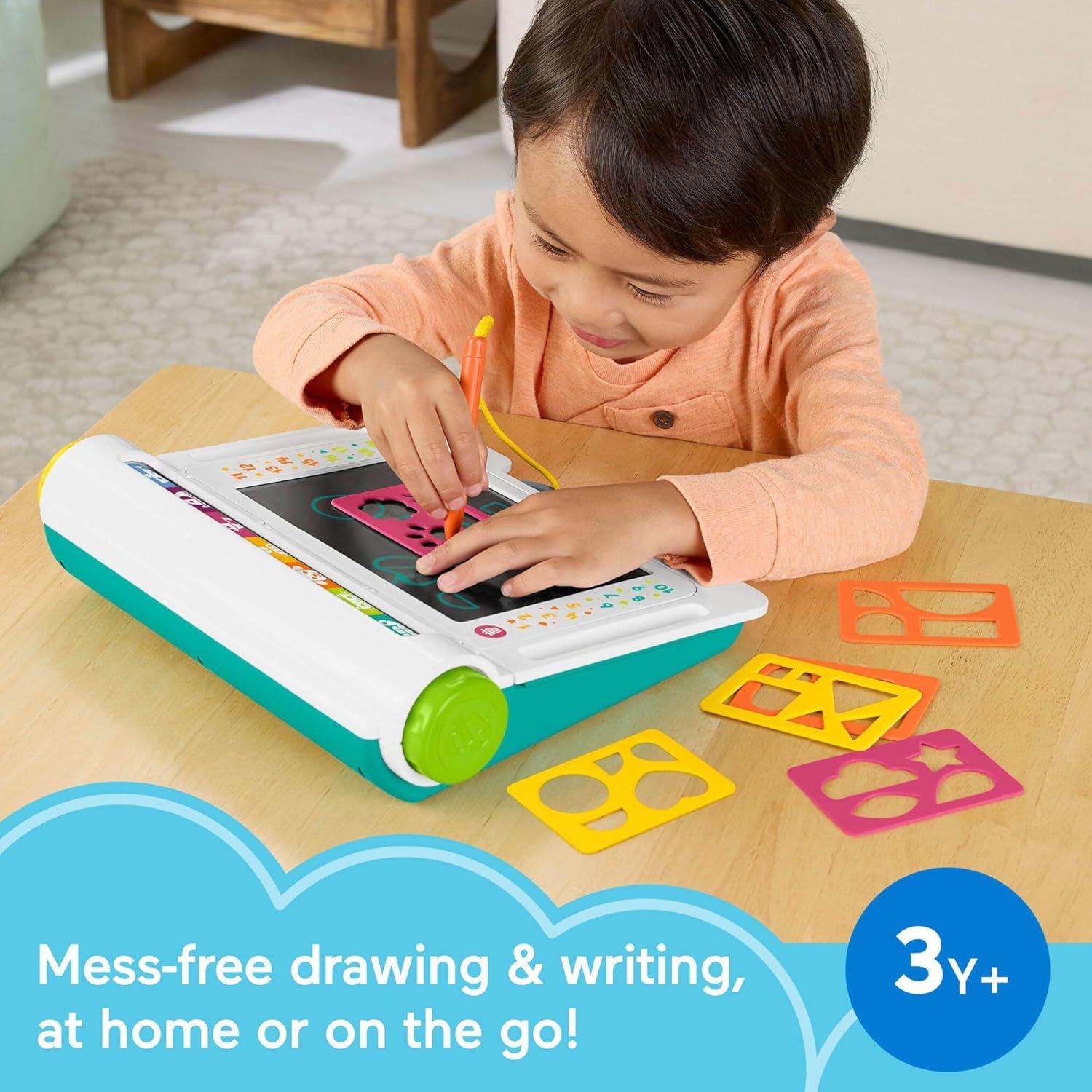 imageFisherPrice Preschool Toy Learn amp Doodle Desk MessFree Writing amp Drawing Tablet with LCD Screen for Travel Creative Play Kids Ages 3 Years