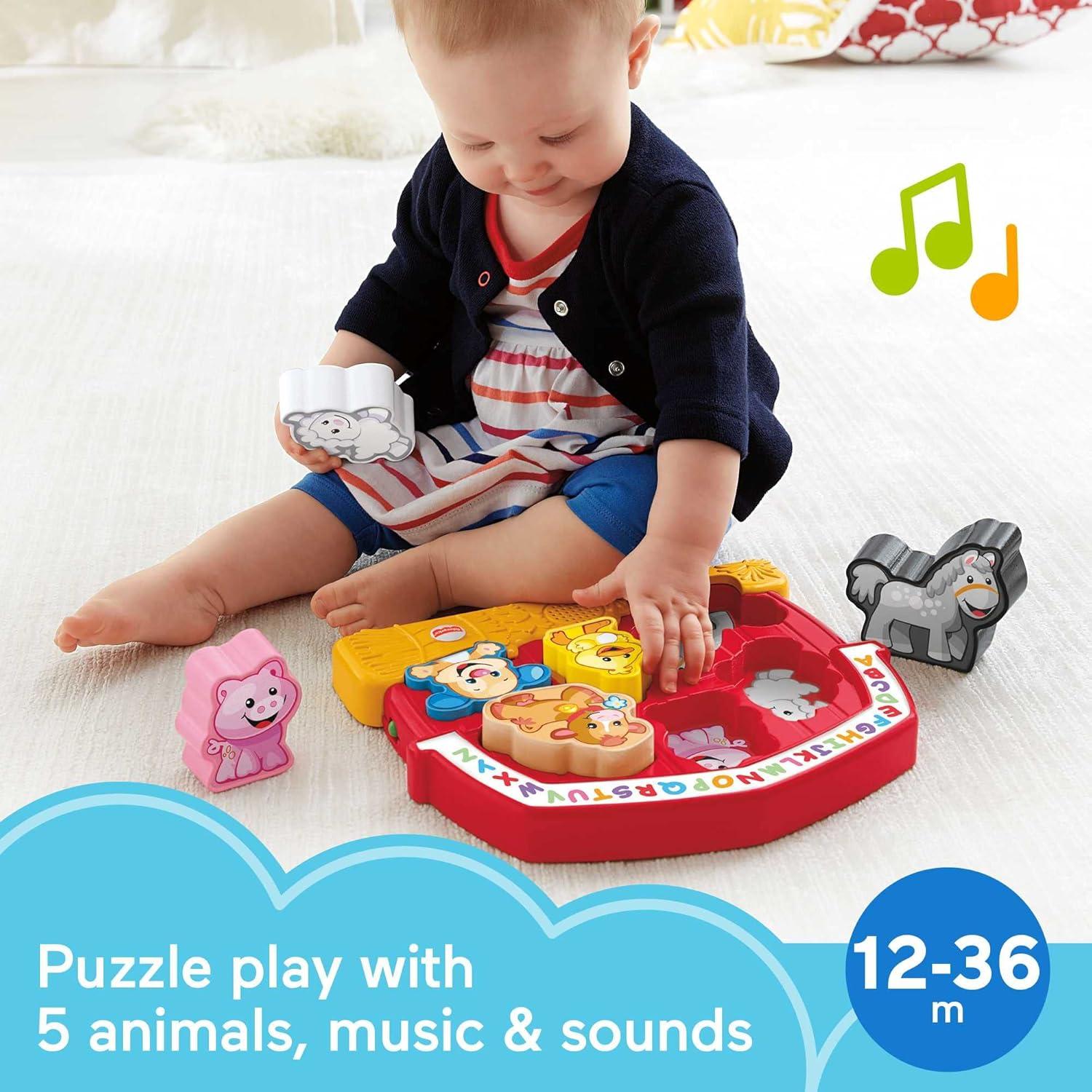 imageFisherPrice Toddler Shape Sorting Toy Laugh amp Learn Farm Animal Puzzle with Music amp Sounds for Kids Ages 1 Years