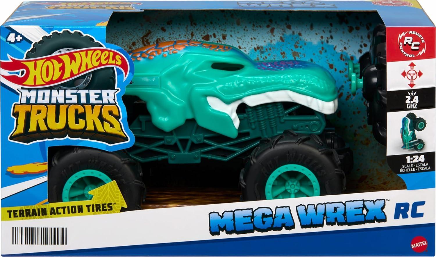 imageHot Wheels Monster Trucks MegaWrex BatteryPowered RC Truck with AllTerrain TiresMegaWrex