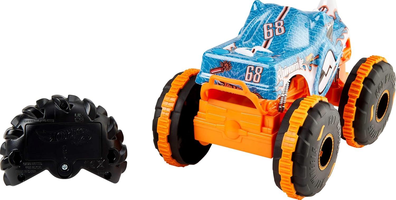 imageHot Wheels Monster Trucks MegaWrex BatteryPowered RC Truck with AllTerrain TiresRhinomite