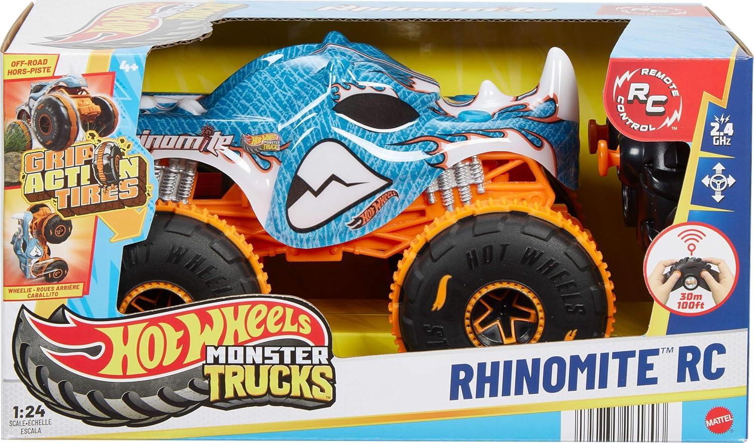 imageHot Wheels Monster Trucks MegaWrex BatteryPowered RC Truck with AllTerrain TiresRhinomite