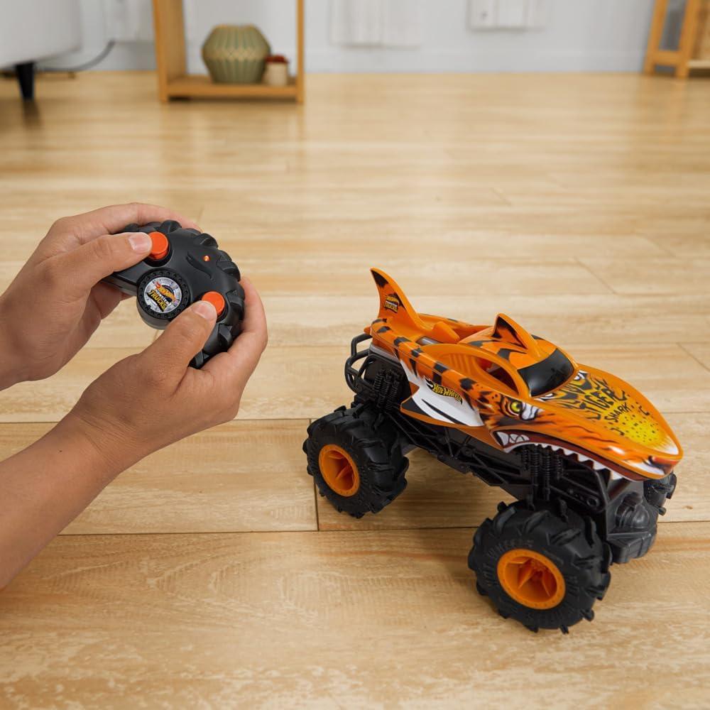 imageHot Wheels Monster Trucks MegaWrex BatteryPowered RC Truck with AllTerrain TiresTiger Shark