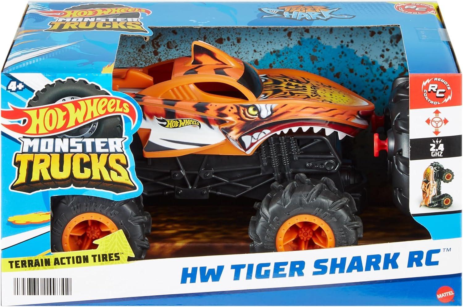 imageHot Wheels Monster Trucks MegaWrex BatteryPowered RC Truck with AllTerrain TiresTiger Shark