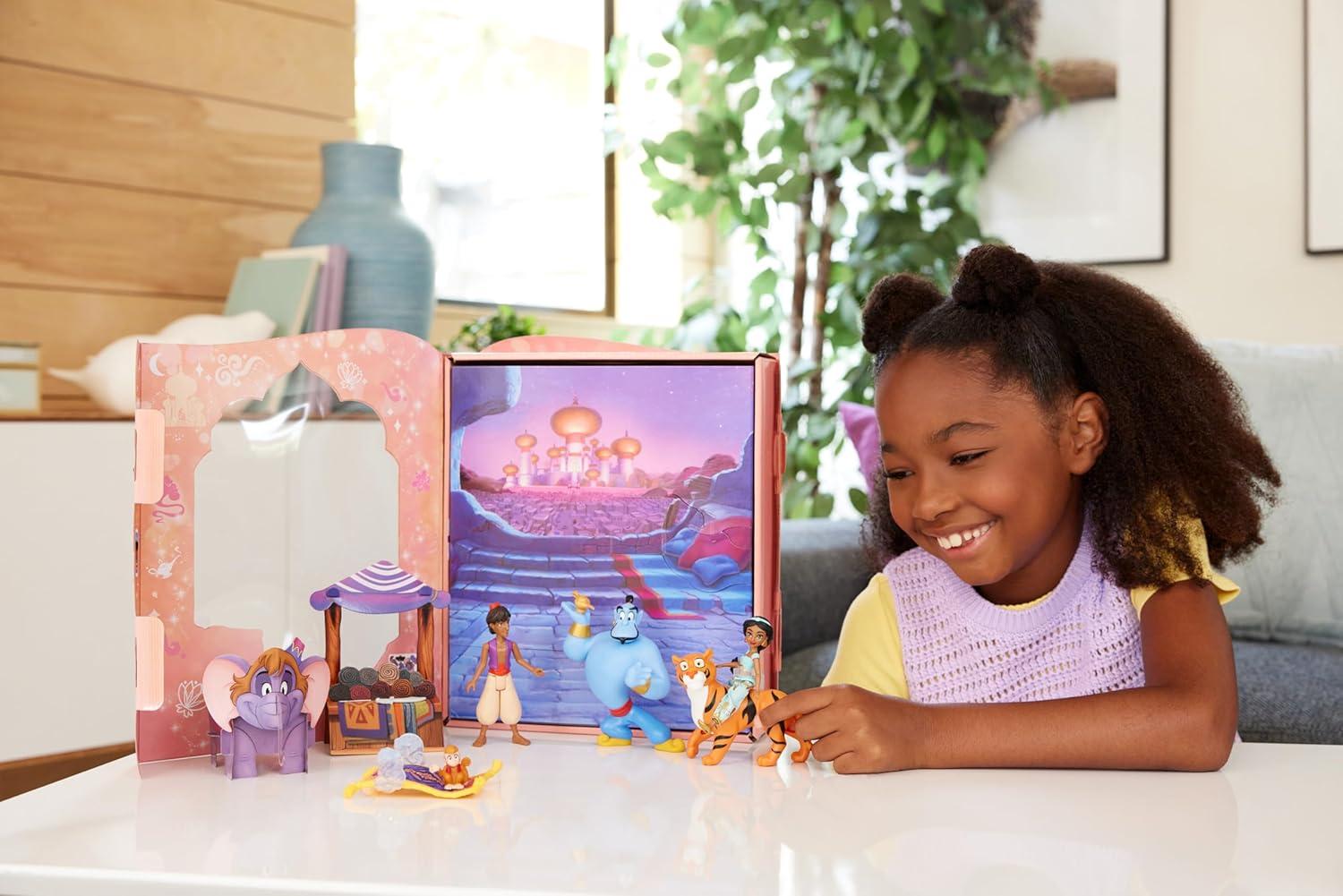 imageMattel Disney Princess Toys Jasmine Classic Storybook Set with 6 Characters Including Jasmine Aladdin amp Genie Small Dolls Inspired by Disneys Aladdin Movie