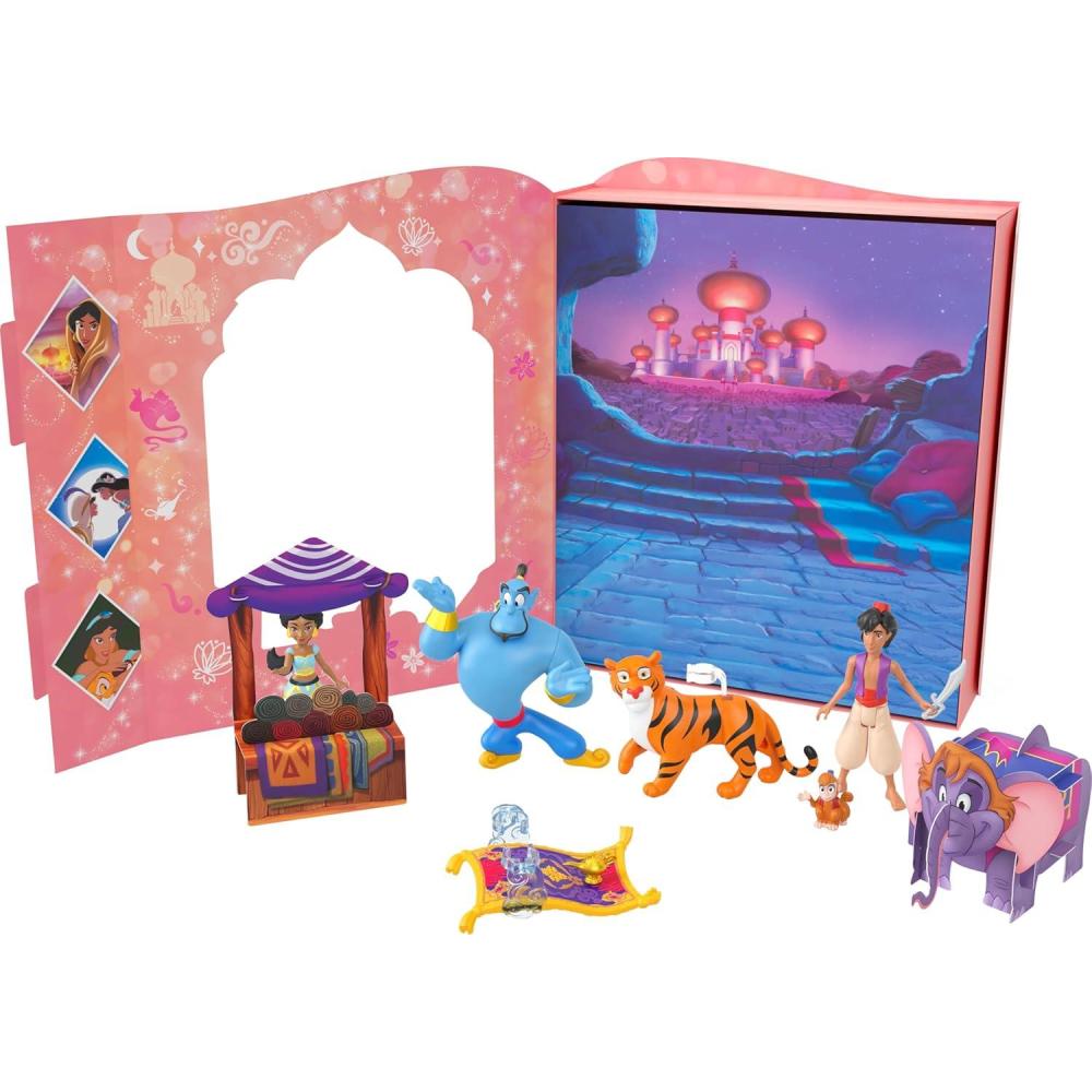 imageMattel Disney Princess Toys Jasmine Classic Storybook Set with 6 Characters Including Jasmine Aladdin amp Genie Small Dolls Inspired by Disneys Aladdin Movie