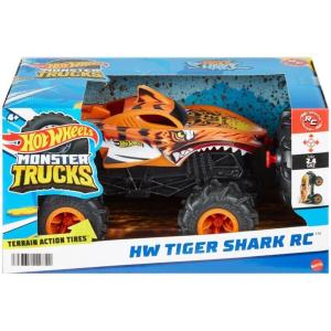 Hot Wheels Monster Trucks Mega-Wrex Battery-Powered RC Truck with All-Terrain Tires(Tiger Shark)