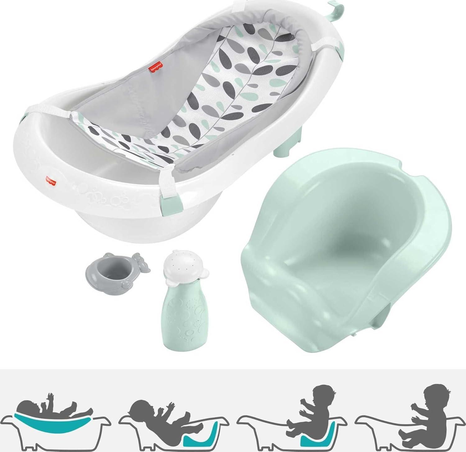 imageFisherPrice Baby to Toddler Bath 4in1 Sling n Seat Tub with Removable Infant Support and 2 Toys Climbing LeavesClimbing Leaves