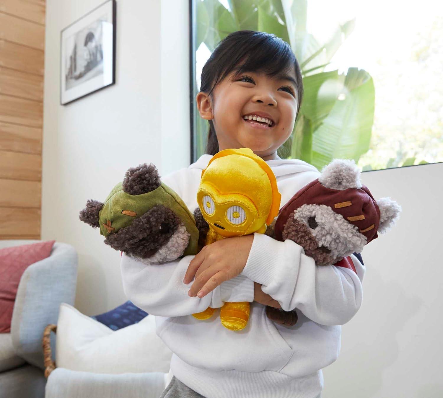 imageMattel Star Wars Plush 8Inch Figure 3Pack Return of the Jedi Endor Celebration Set 2 Ewoks amp 1 C3Po Soft Robot Doll with Metallic FabricEndor 3Pack