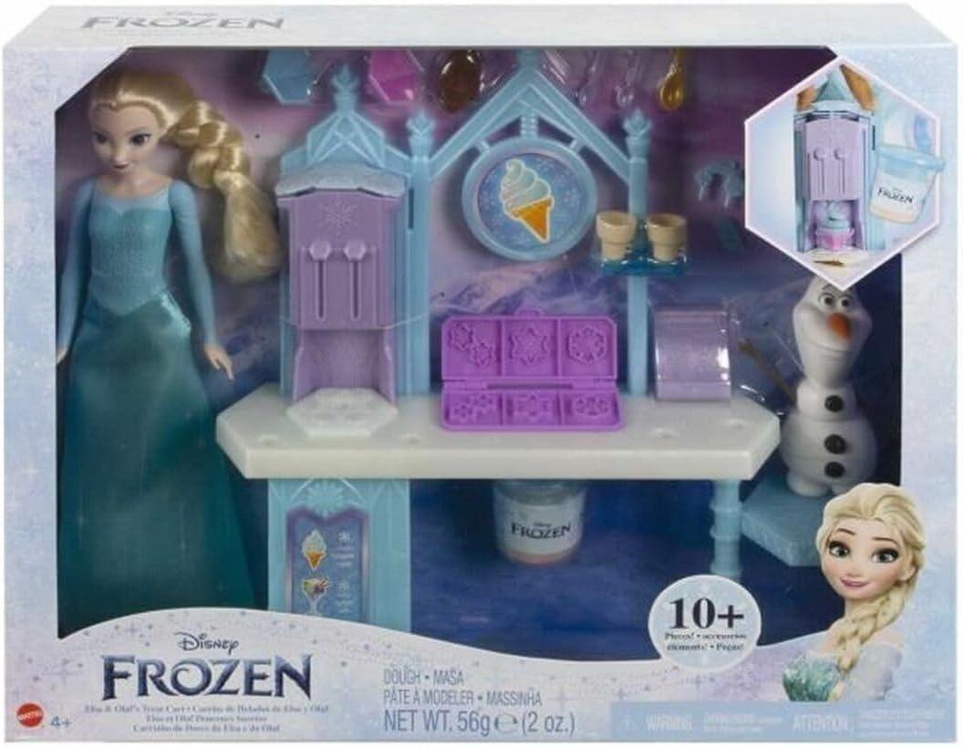 imageMattel Disney Frozen Dessert Playset with Elsa Fashion Doll Olaf Figure 2 Dough Colors amp 10 Play Pieces Inspired by the MovieMulticolor