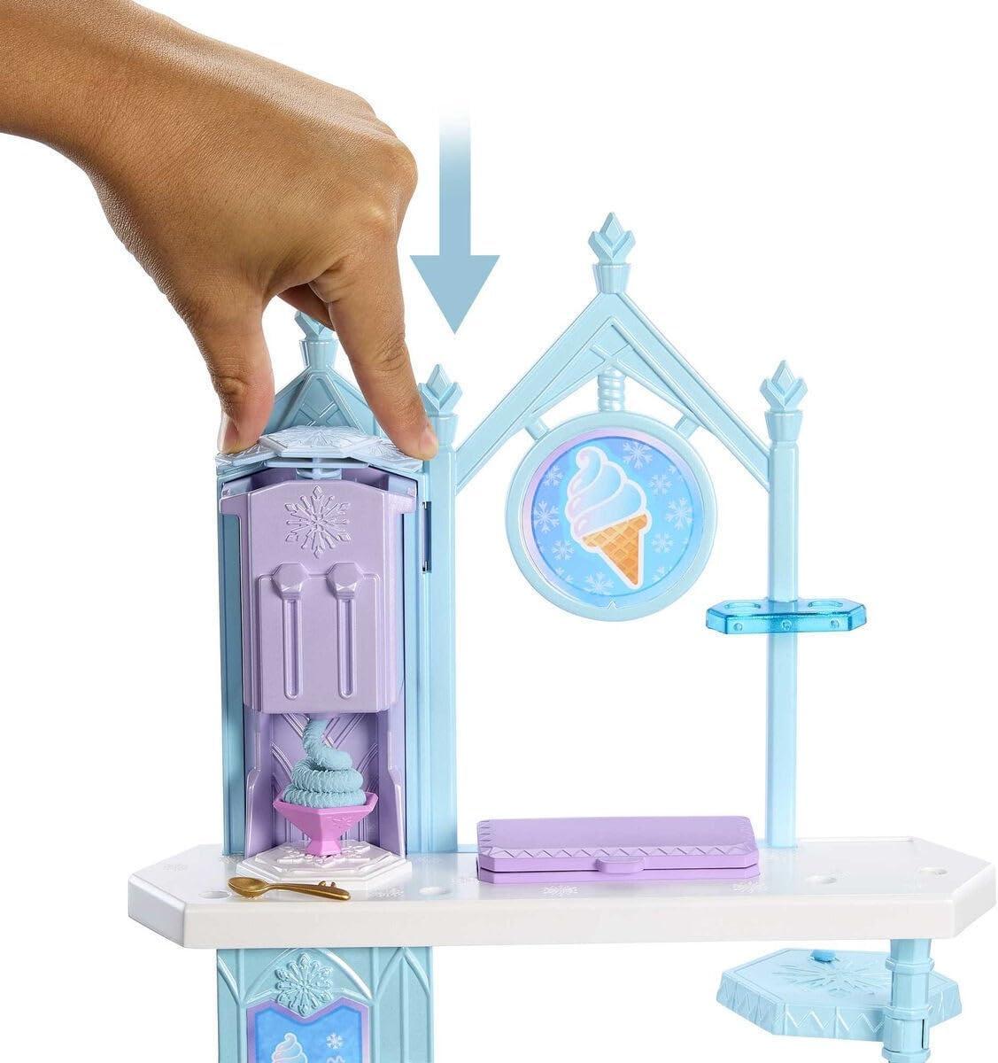 imageMattel Disney Frozen Dessert Playset with Elsa Fashion Doll Olaf Figure 2 Dough Colors amp 10 Play Pieces Inspired by the MovieMulticolor
