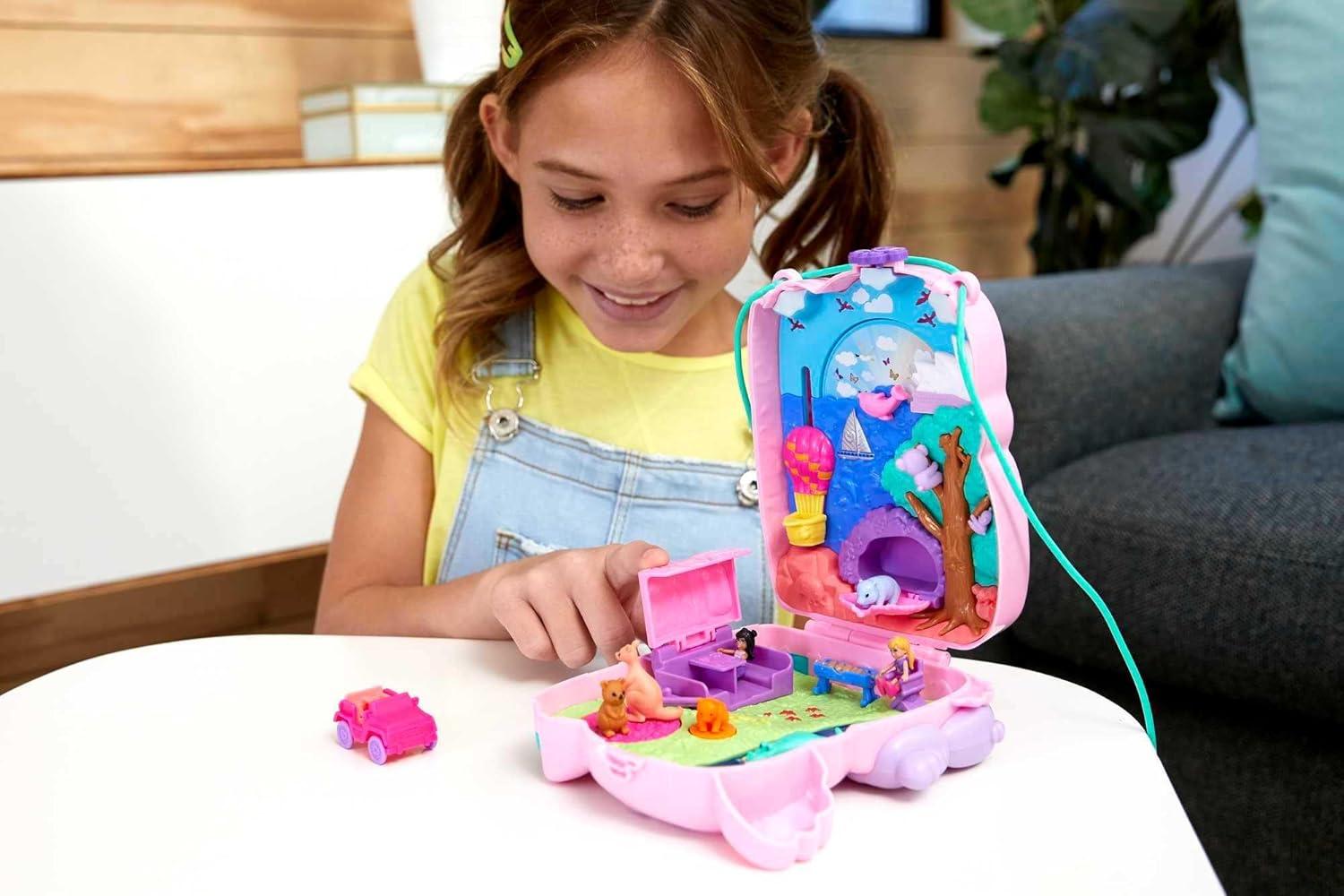 imagePolly Pocket Dolls amp Accessories Koala Purse Playset with 2 Micro Dolls 1 Toy Car amp 5 Animals 2in1 Travel ToyKoala