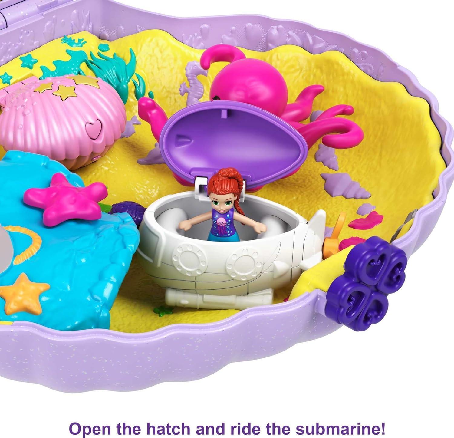 imagePolly Pocket Dolls amp Accessories Koala Purse Playset with 2 Micro Dolls 1 Toy Car amp 5 Animals 2in1 Travel ToySeashell