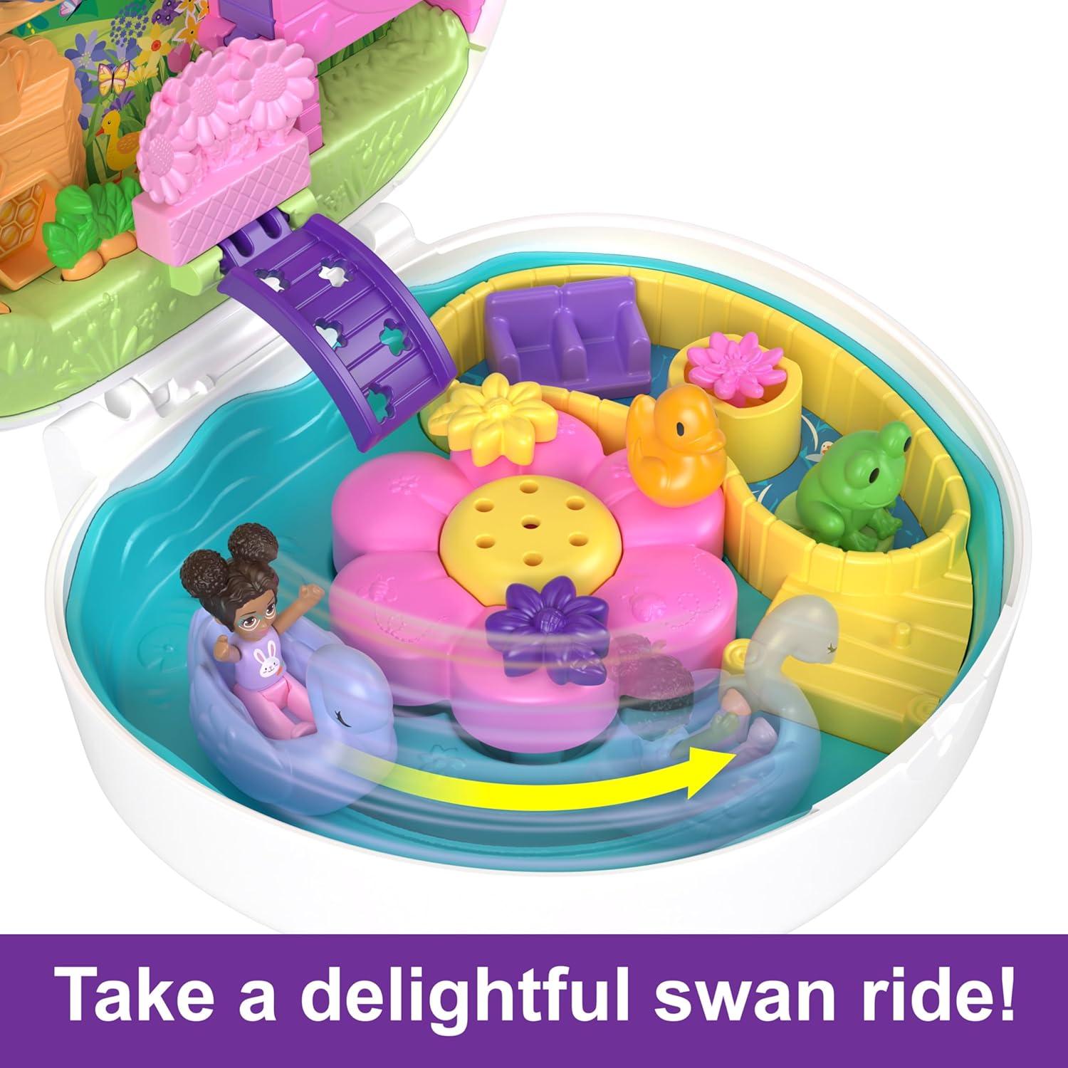 imagePolly Pocket Flower Garden Bunny Compact Playset with 2 Micro Dolls amp 12 Accessories Including 2 with Color ChangeBunny