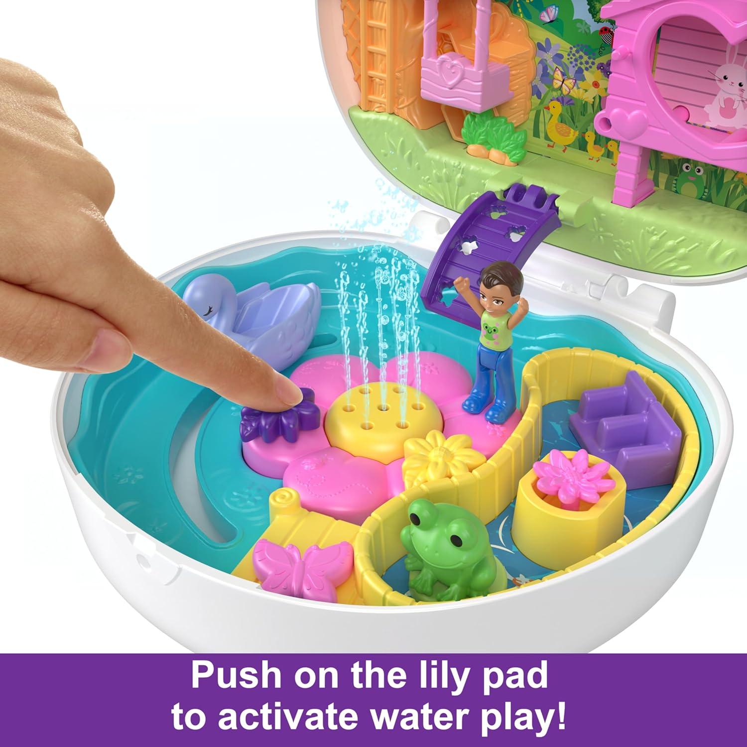 imagePolly Pocket Flower Garden Bunny Compact Playset with 2 Micro Dolls amp 12 Accessories Including 2 with Color ChangeBunny