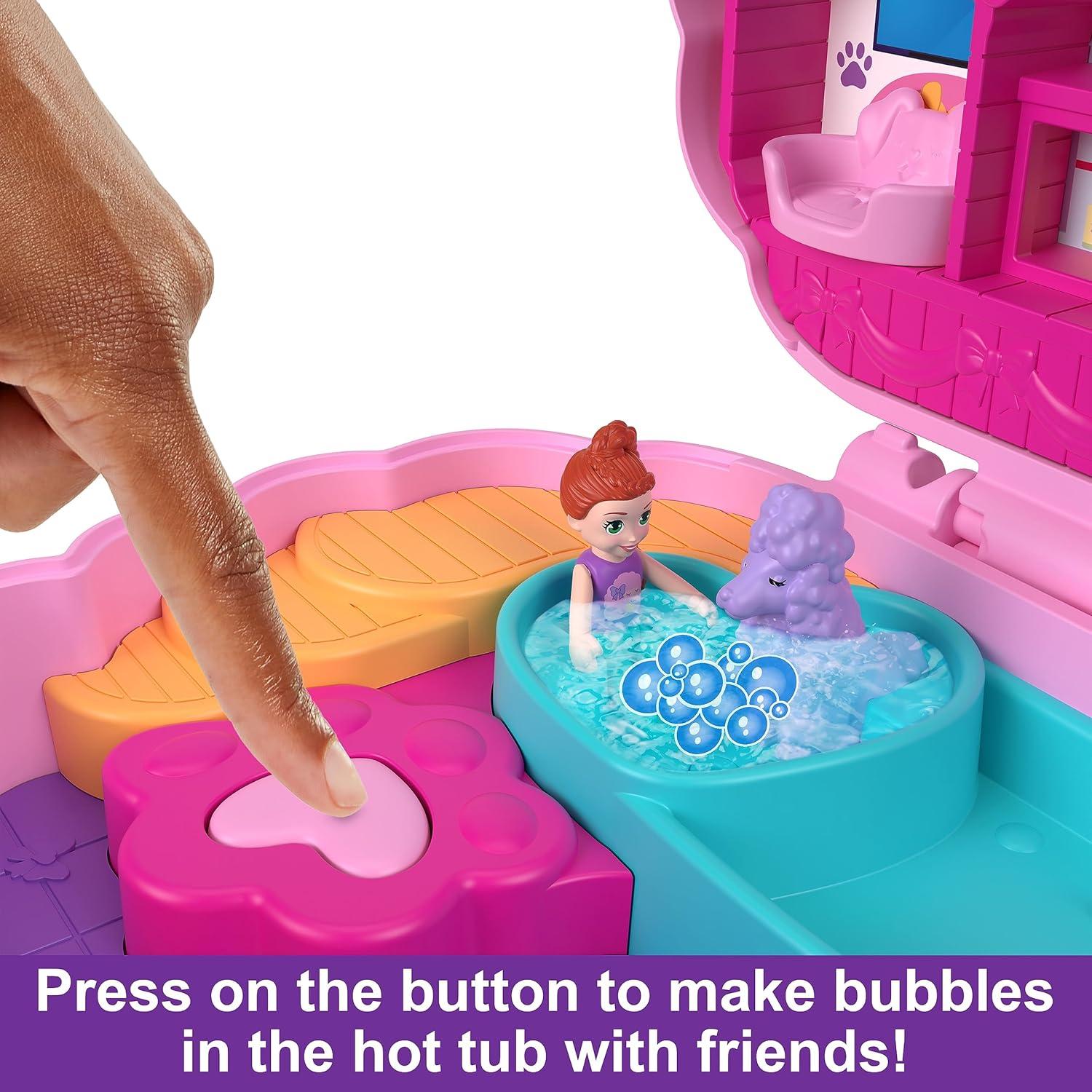 imagePolly Pocket Flower Garden Bunny Compact Playset with 2 Micro Dolls amp 12 Accessories Including 2 with Color ChangePoodle