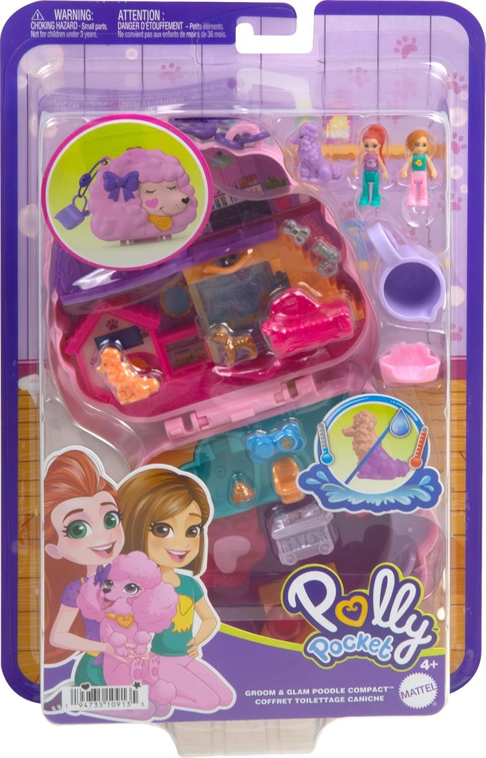 imagePolly Pocket Flower Garden Bunny Compact Playset with 2 Micro Dolls amp 12 Accessories Including 2 with Color ChangePoodle