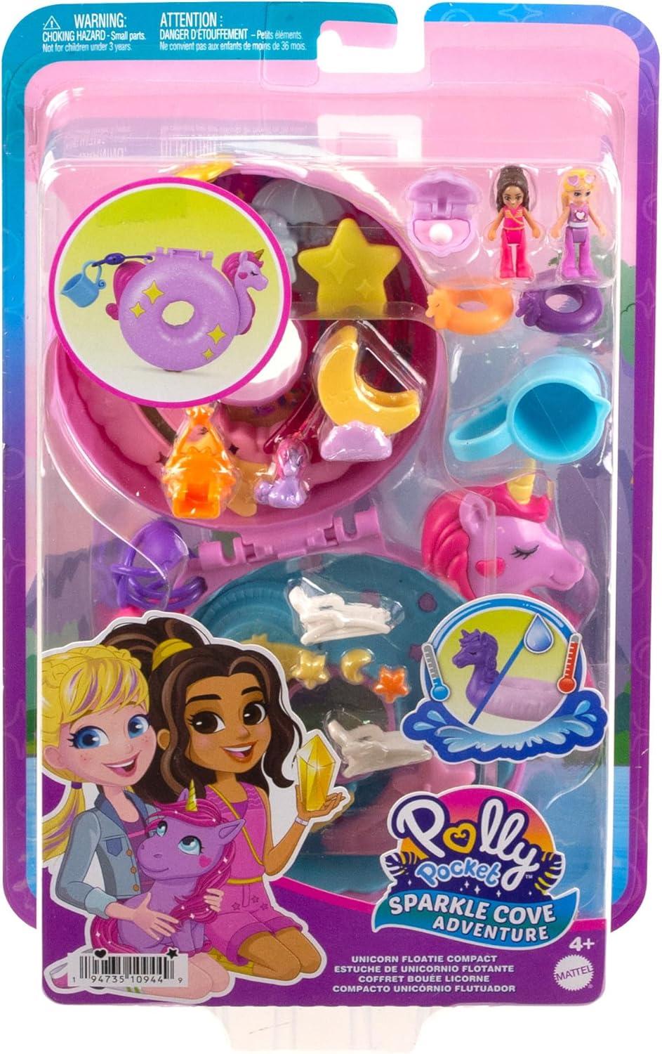 imagePolly Pocket Flower Garden Bunny Compact Playset with 2 Micro Dolls amp 12 Accessories Including 2 with Color ChangeUnicorn