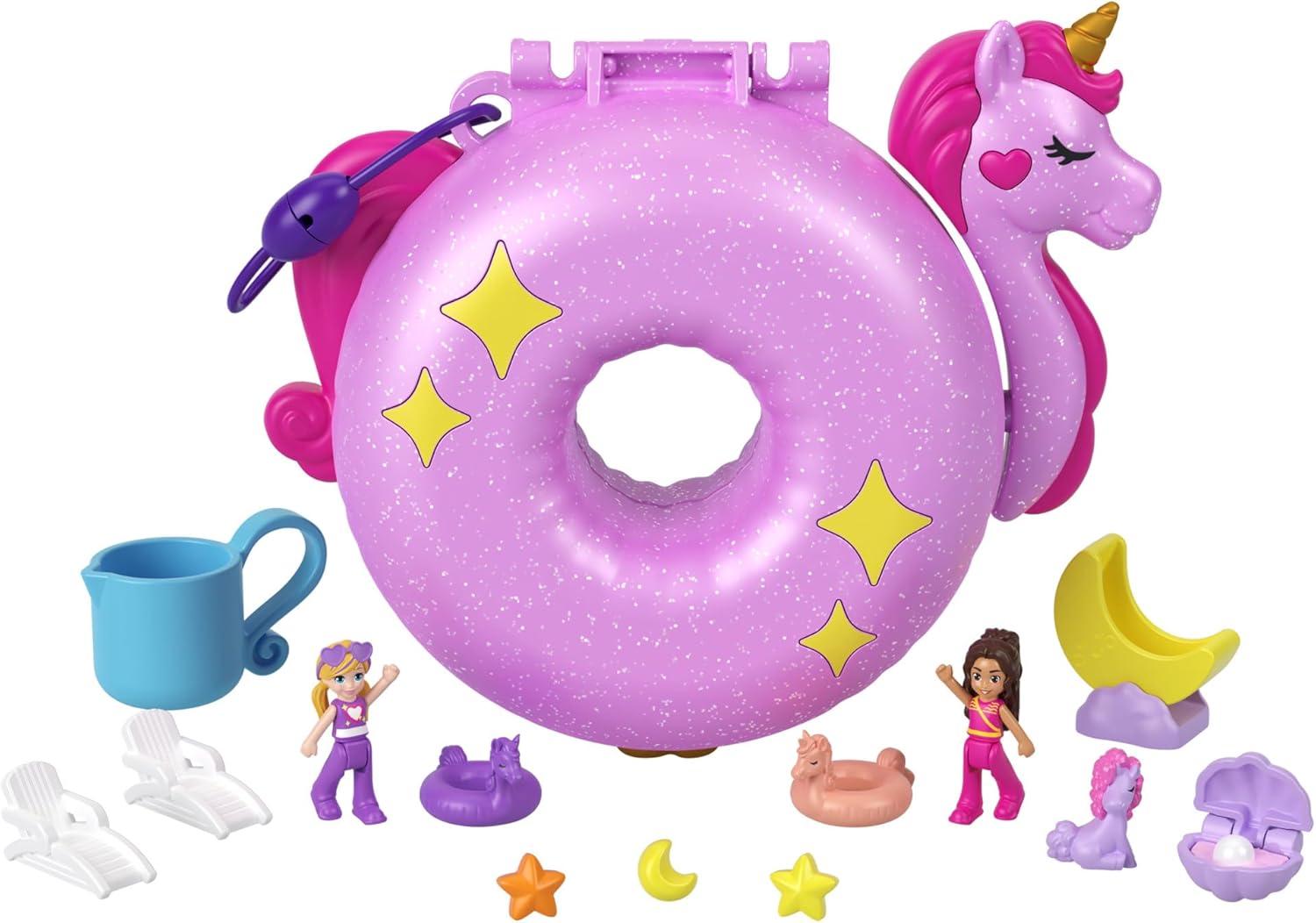 imagePolly Pocket Flower Garden Bunny Compact Playset with 2 Micro Dolls amp 12 Accessories Including 2 with Color ChangeUnicorn
