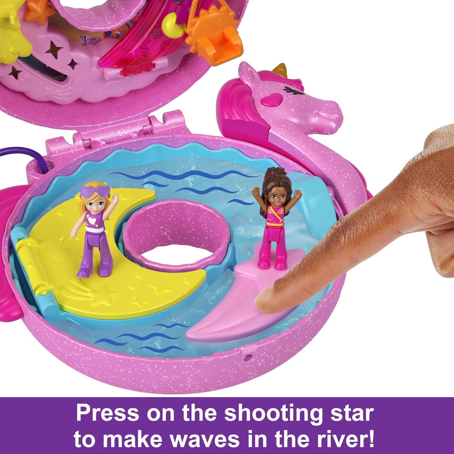 imagePolly Pocket Flower Garden Bunny Compact Playset with 2 Micro Dolls amp 12 Accessories Including 2 with Color ChangeUnicorn