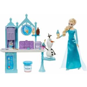 Mattel Disney Frozen Dessert Playset with Elsa Fashion Doll, Olaf Figure, 2 Dough Colors & 10+ Play Pieces, Inspired by the Movie(Multicolor)