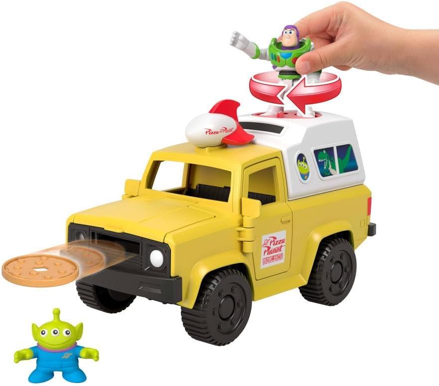 imageFisherPrice Imaginext Disney and Pixar Toy Story Pizza Planet Truck with 3inch Buzz Lightyear amp Alien Friend Action Figures Toy Vehicle amp Pizza Projectile Accessories