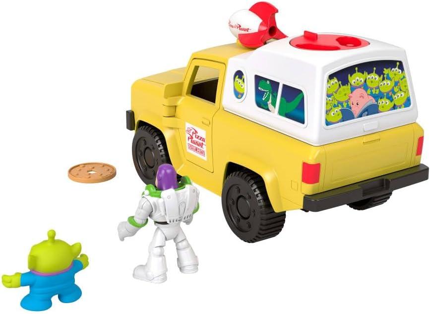 imageFisherPrice Imaginext Disney and Pixar Toy Story Pizza Planet Truck with 3inch Buzz Lightyear amp Alien Friend Action Figures Toy Vehicle amp Pizza Projectile Accessories