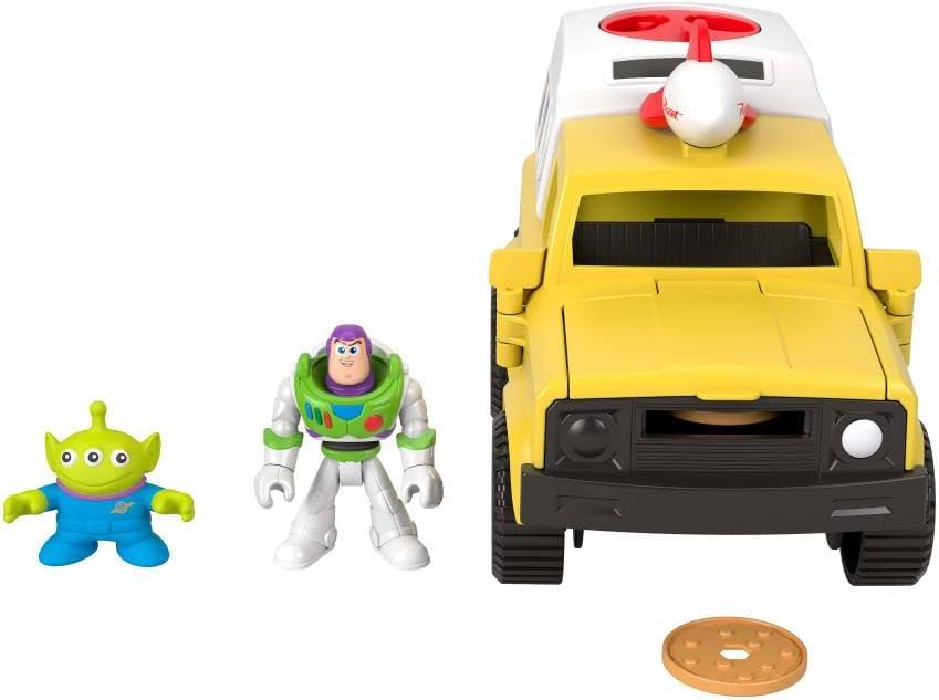 imageFisherPrice Imaginext Disney and Pixar Toy Story Pizza Planet Truck with 3inch Buzz Lightyear amp Alien Friend Action Figures Toy Vehicle amp Pizza Projectile Accessories
