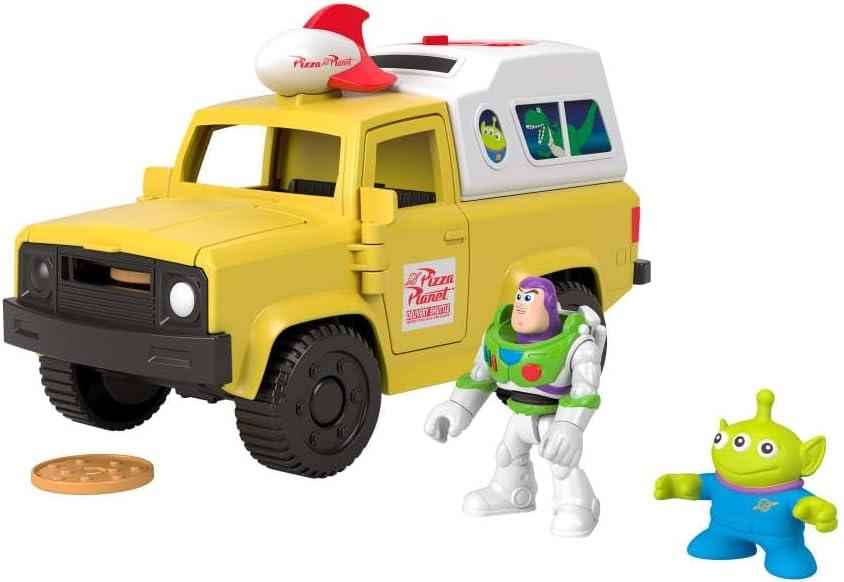 imageFisherPrice Imaginext Disney and Pixar Toy Story Pizza Planet Truck with 3inch Buzz Lightyear amp Alien Friend Action Figures Toy Vehicle amp Pizza Projectile Accessories