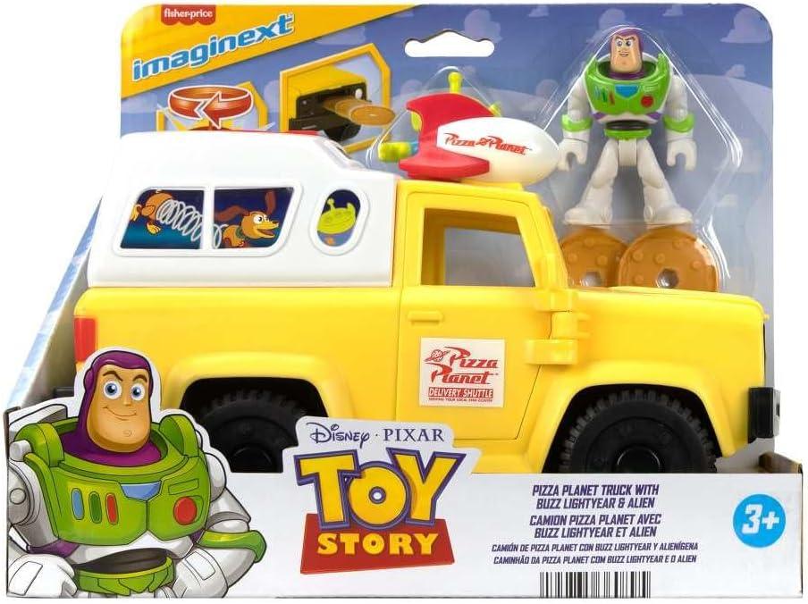 imageFisherPrice Imaginext Disney and Pixar Toy Story Pizza Planet Truck with 3inch Buzz Lightyear amp Alien Friend Action Figures Toy Vehicle amp Pizza Projectile Accessories