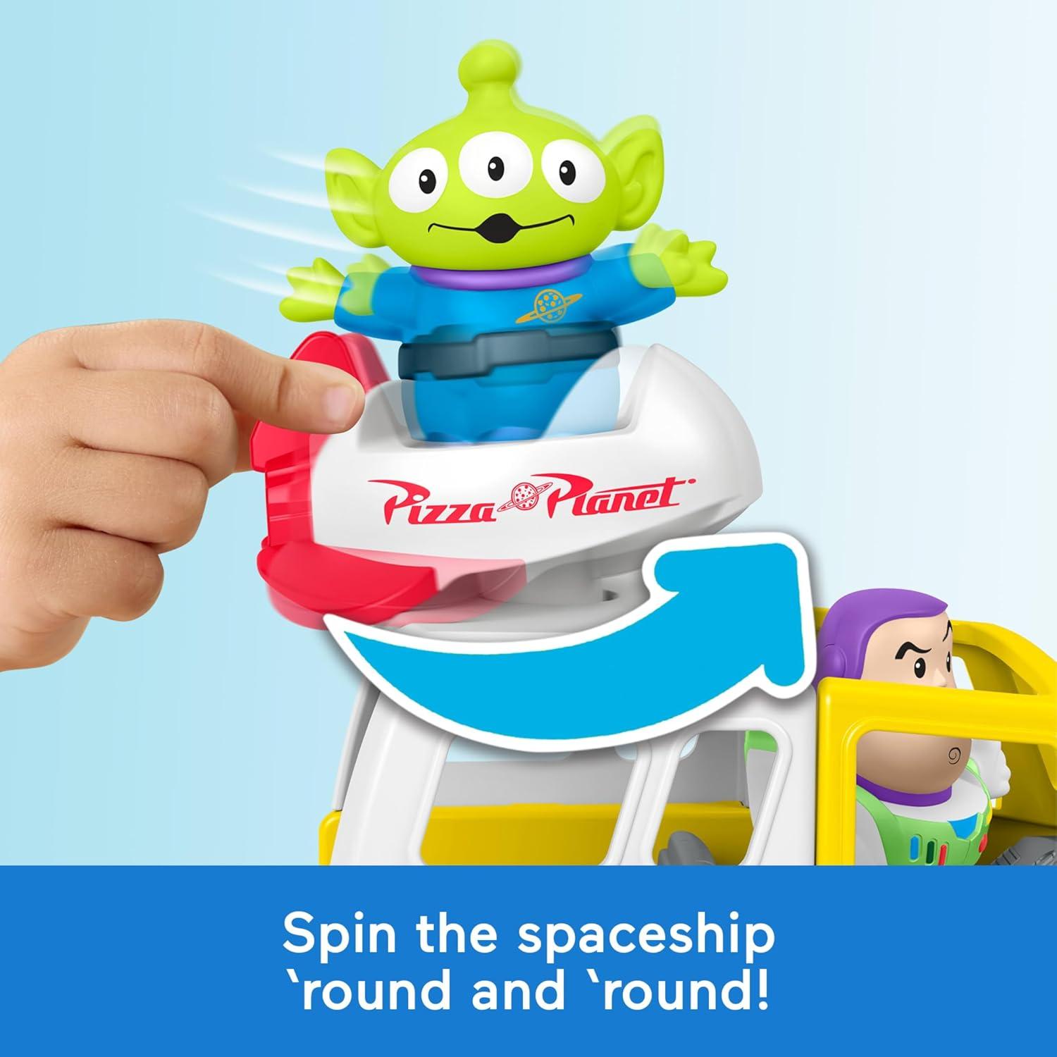 imageFisherPrice Little People Toddler Toy Disney amp Pixar Toy Story Pizza Planet Truck with Buzz Lightyear amp Alien Figures for Kids Ages 18 Months
