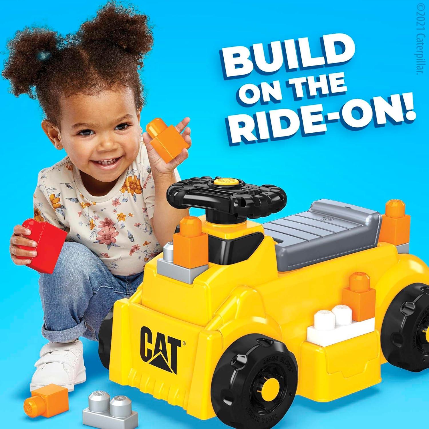 imageMEGA BLOKS First Builders Cat Toddler Building Blocks Toy Set Build n Play RideOn with 11 Pieces and Storage Yellow Ages 1 Years