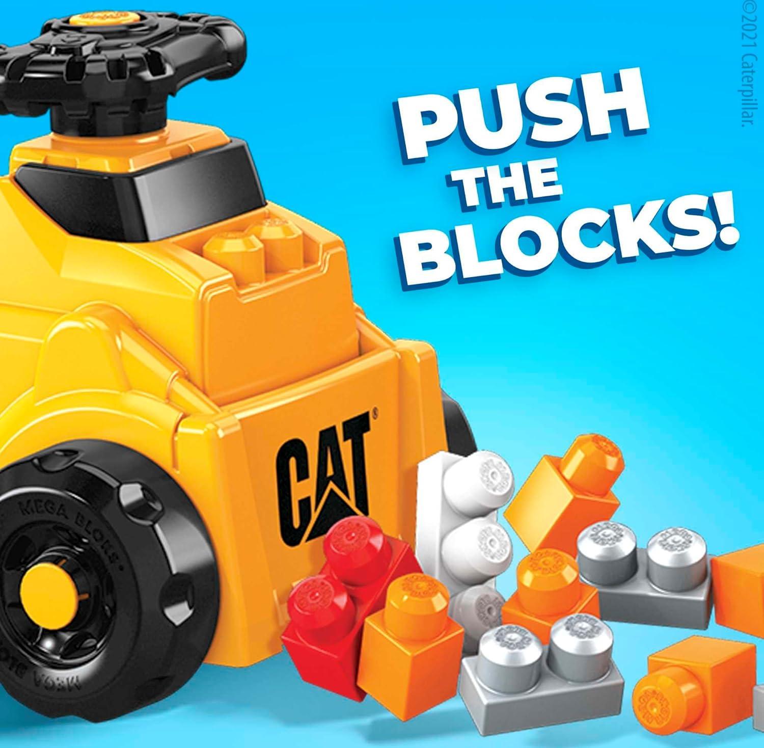 imageMEGA BLOKS First Builders Cat Toddler Building Blocks Toy Set Build n Play RideOn with 11 Pieces and Storage Yellow Ages 1 Years