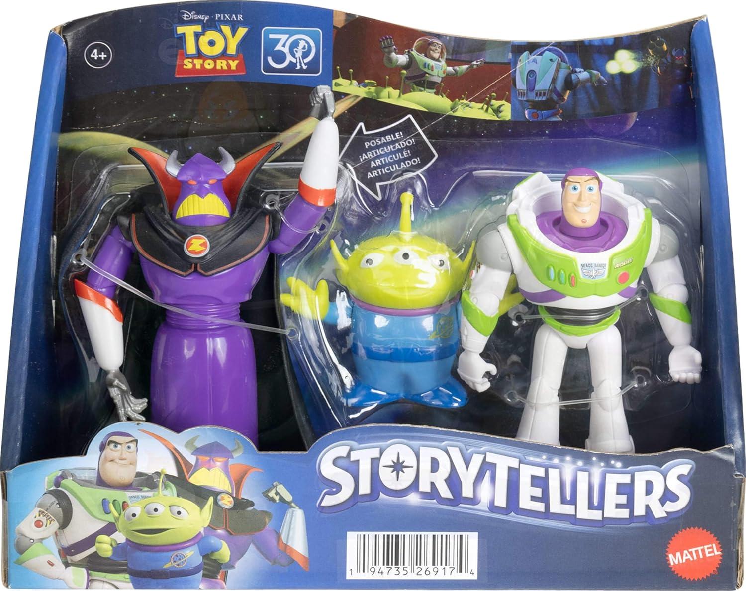 imageMattel Disney Pixar Storytellers Story Intergalactic 3Pack of Action Figures 4Inch Scale Buzz Lightyear Zurg amp Alien Posable ToysBuzz Zurg Alien