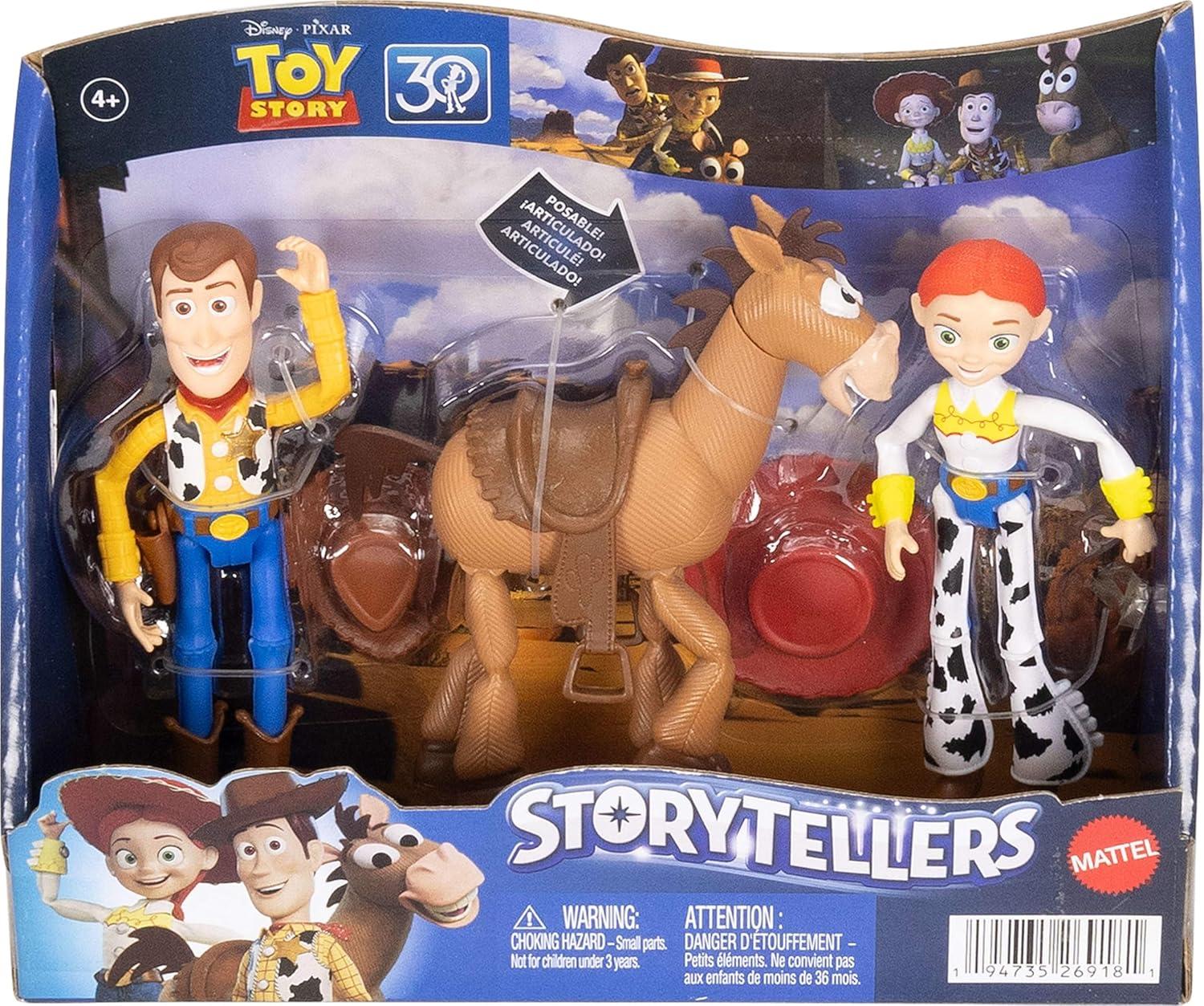 imageMattel Disney Pixar Storytellers Story Intergalactic 3Pack of Action Figures 4Inch Scale Buzz Lightyear Zurg amp Alien Posable ToysWoody Jessie Bullseye