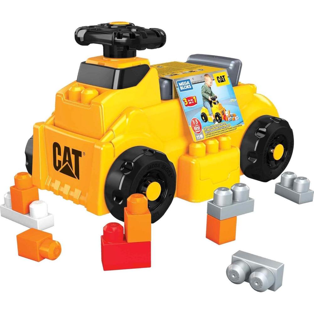 imageMEGA BLOKS First Builders Cat Toddler Building Blocks Toy Set Build n Play RideOn with 11 Pieces and Storage Yellow Ages 1 Years