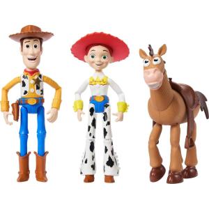 Mattel Disney Pixar Storytellers Story Intergalactic 3-Pack of Action Figures, 4-Inch Scale Buzz Lightyear, Zurg & Alien Posable Toys(Woody + Jessie + Bullseye)
