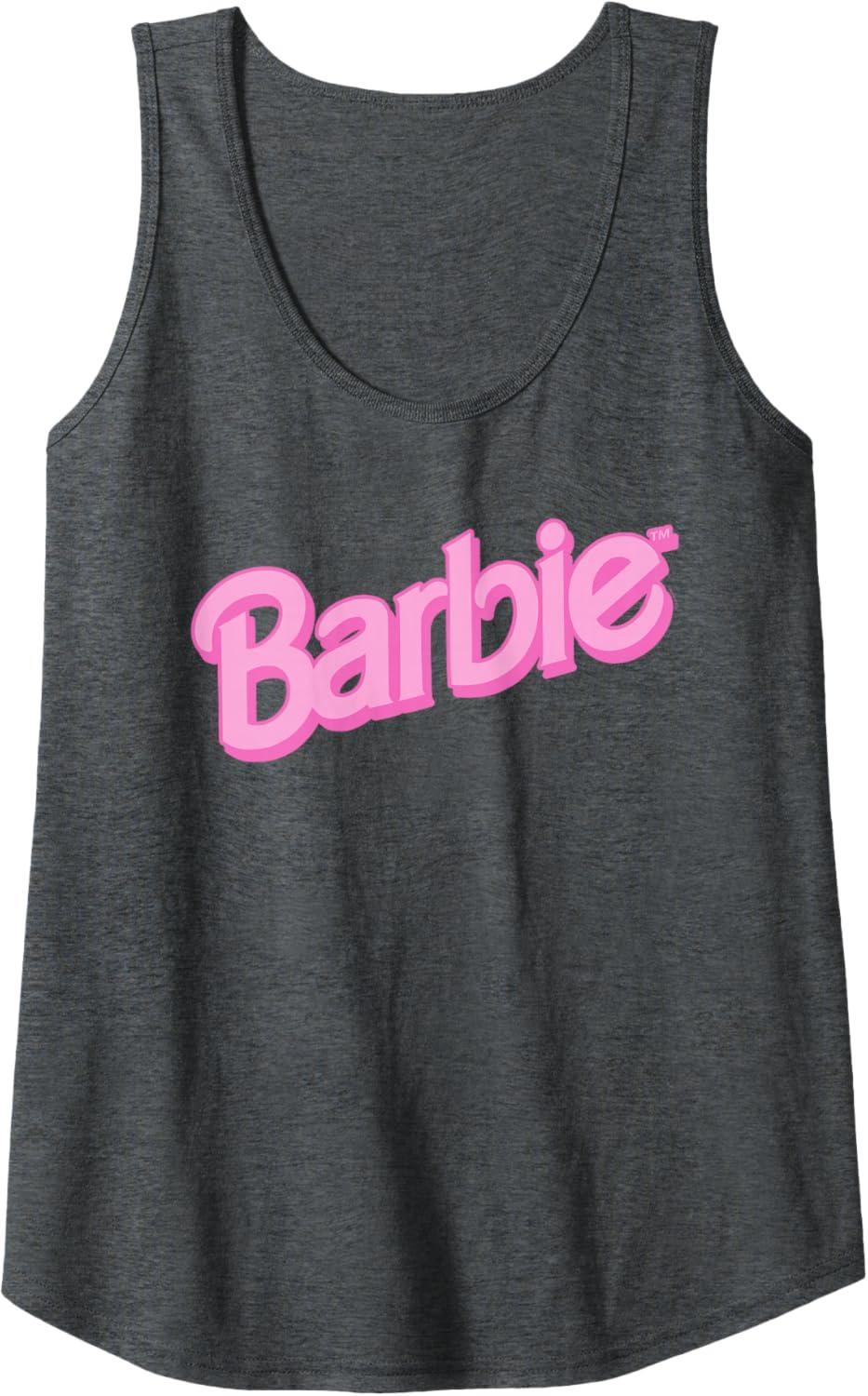 imageBarbie Pink Logo Tank TopDark Heather Grey