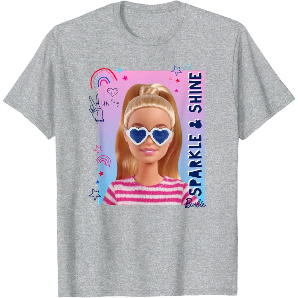 imageBarbie  Americana Sparkle amp Shine TShirtHeather Grey