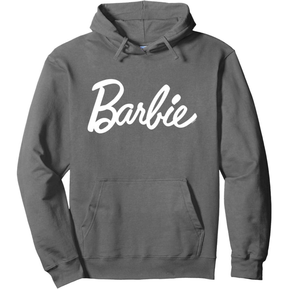 imageBarbie Classic Script White Logo Pullover HoodieAsphalt Grey